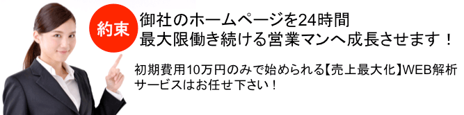 約束　御社のホームページを24時間
最大限働き続ける営業マンへ成長させます！